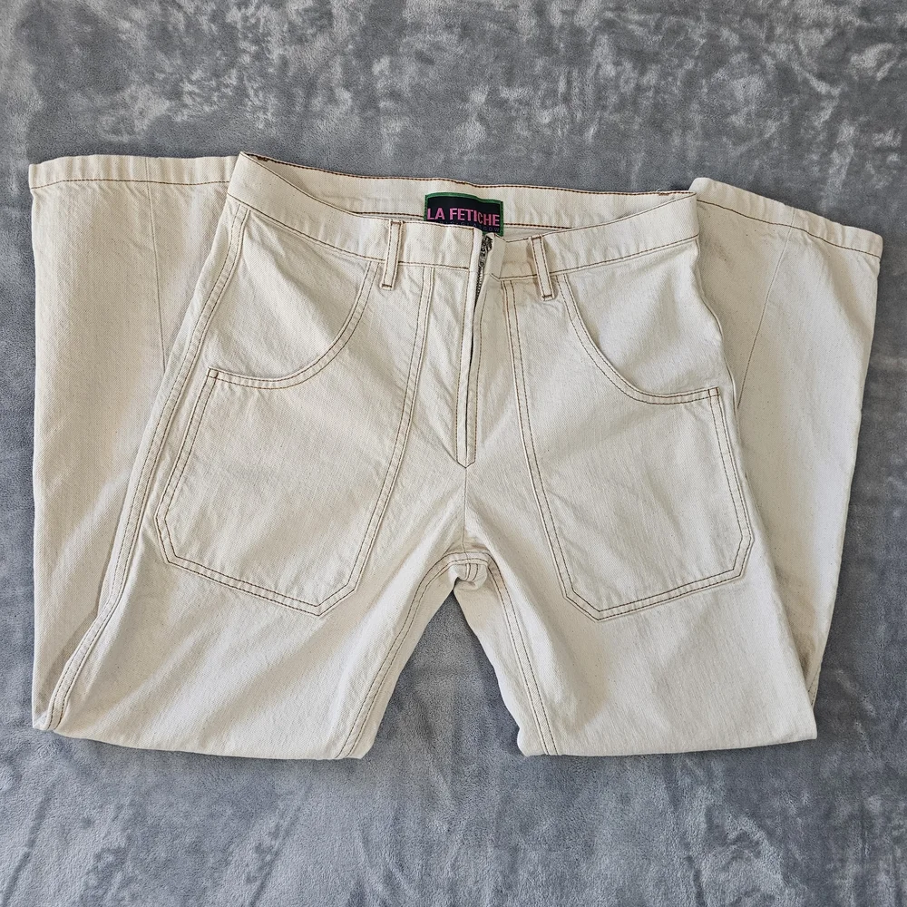 La Fetiche Cream Straight-Leg Jeans‎